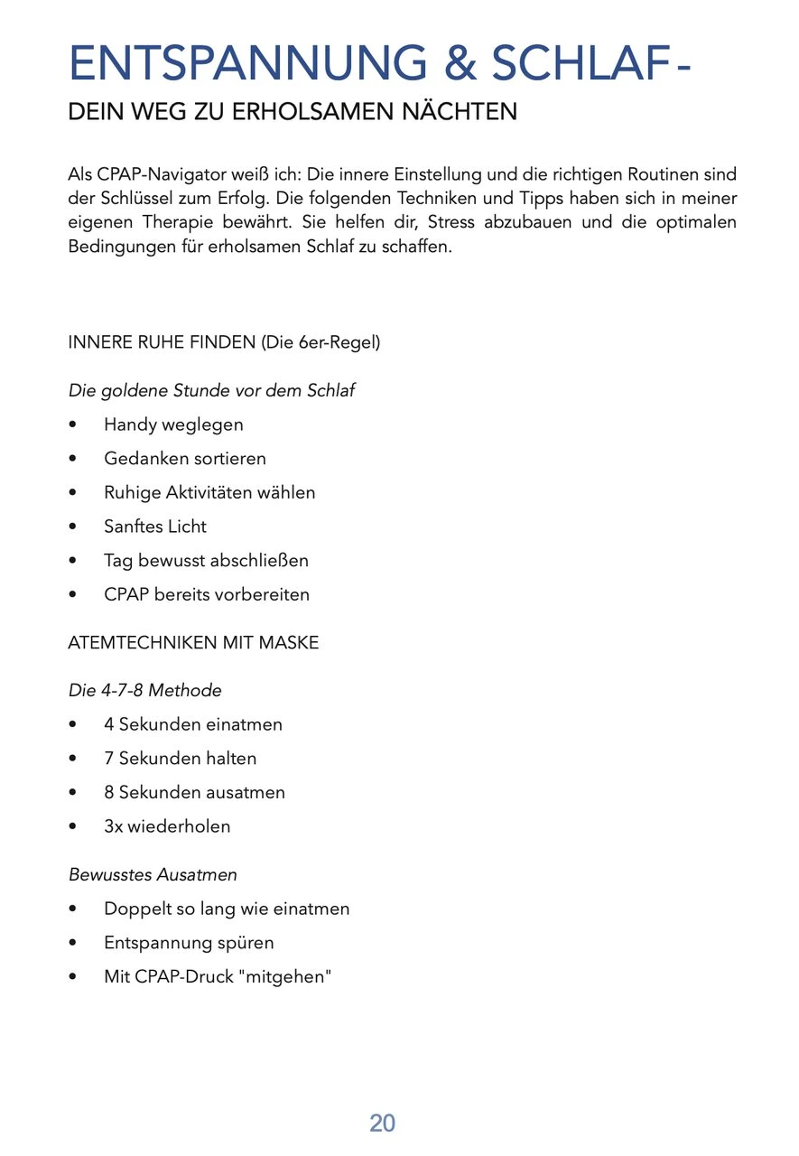 Innenseite: Anleitungen für Atemübungen zur Entspannung