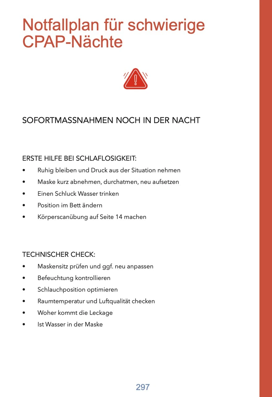 Innenseite: Erste Hilfe bei Panik oder Problemen