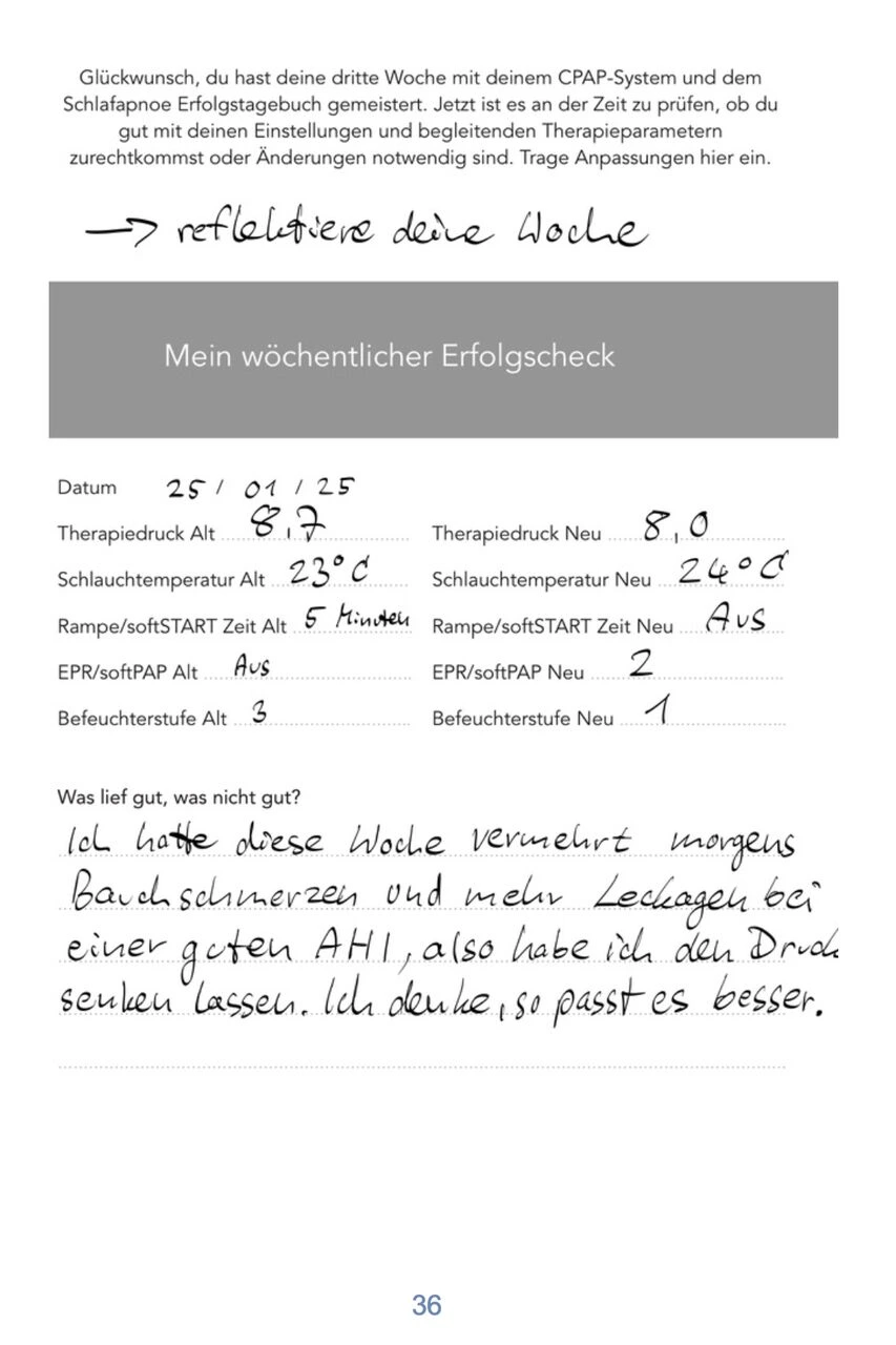 Innenseite: Wöchentliche Reflexion und Fortschrittsanalyse